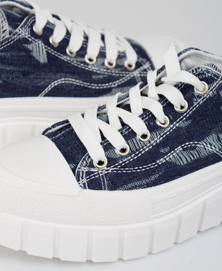 KRISP Chunky Flatform Denim Trainers (11006)