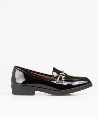 KRISP Patent Penny Loafers with Buckle (11018)