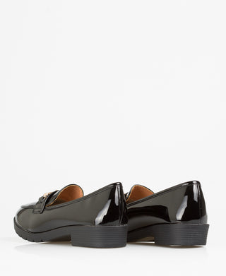 KRISP Patent Penny Loafers with Buckle (11018)