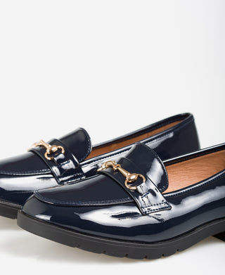 KRISP Patent Penny Loafers with Buckle (11018)