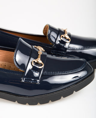KRISP Patent Penny Loafers with Buckle (11018)