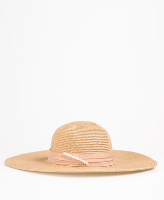 KRISP Pearl Rim Straw Floppy Sun Hat