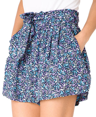 KRISP Tie Belted Waist Floral Print Shorts (11088)