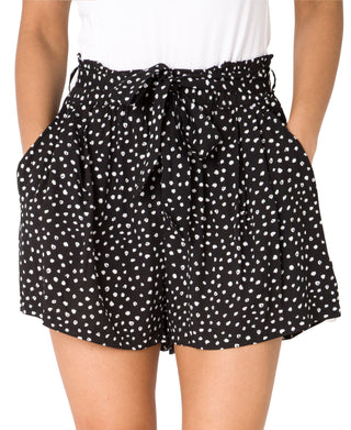 KRISP Tie Belted Waist Ditsy Spot Print Shorts (11089)