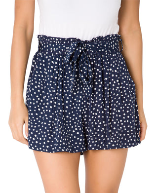 KRISP Tie Belted Waist Ditsy Spot Print Shorts (11089)
