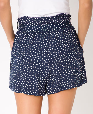 KRISP Tie Belted Waist Ditsy Spot Print Shorts (11089)