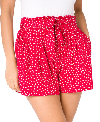 KRISP Tie Belted Waist Ditsy Spot Print Shorts (11089)