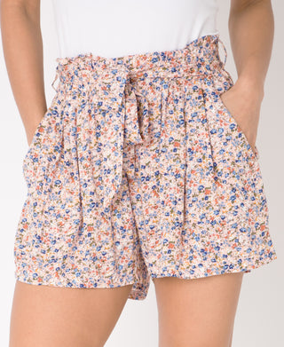 KRISP Tie Belted Waist Multicolour Flower Print Shorts (11091)