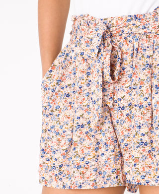 KRISP Tie Belted Waist Multicolour Flower Print Shorts (11091)