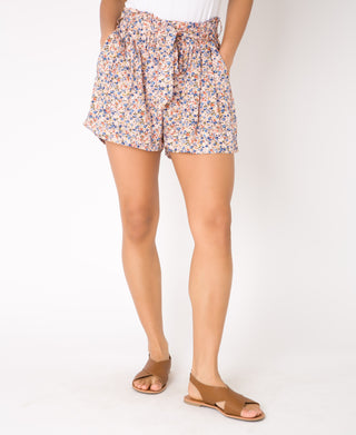 KRISP Tie Belted Waist Multicolour Flower Print Shorts (11091)