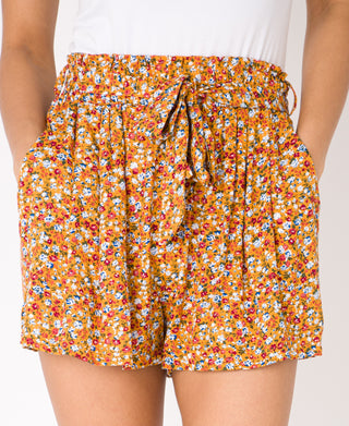 KRISP Tie Belted Waist Multicolour Flower Print Shorts (11091)