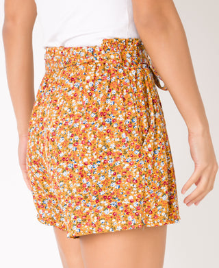 KRISP Tie Belted Waist Multicolour Flower Print Shorts (11091)