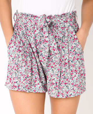 KRISP Tie Belted Waist Multicolour Flower Print Shorts (11091)