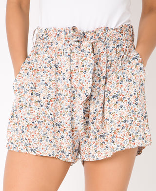 KRISP Tie Belted Waist Multicolour Flower Print Shorts (11091)