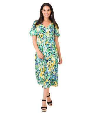 KRISP Cap Sleeve Floral Midi Dress (11093)