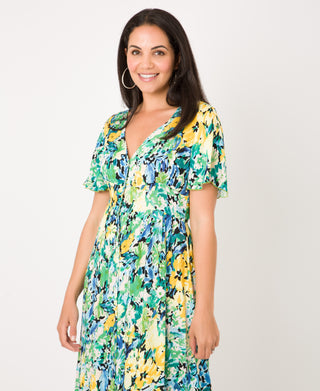 KRISP Cap Sleeve Floral Midi Dress (11093)