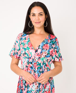 KRISP Cap Sleeve Floral Midi Dress (11093)