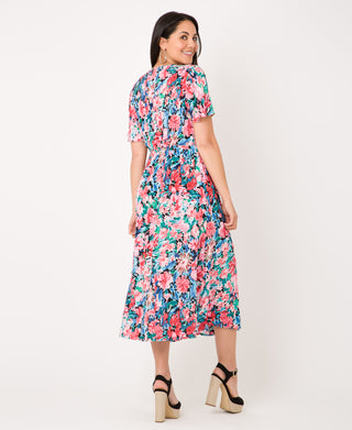 KRISP Cap Sleeve Floral Midi Dress (11093)