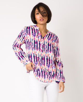 KRISP Tie-Dye Print Long Sleeve Loose Fit Top (11094)