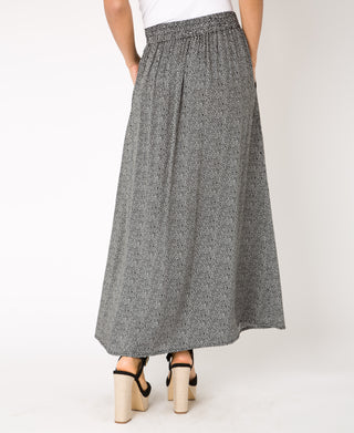 KRISP Button Front Small Spot Print Midi Skirt (11095)