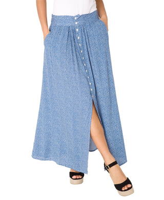 KRISP Button Front Small Spot Print Midi Skirt (11095)