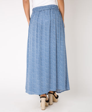 KRISP Button Front Small Spot Print Midi Skirt (11095)