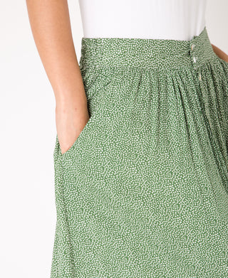 KRISP Button Front Small Spot Print Midi Skirt (11095)