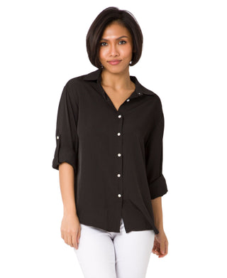 KRISP Turn Up Sleeve Button Down Basic Shirt (11096)
