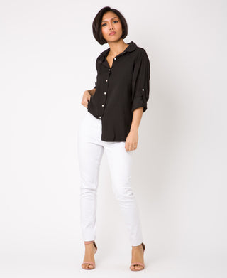 KRISP Turn Up Sleeve Button Down Basic Shirt (11096)
