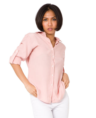 KRISP Turn Up Sleeve Button Down Basic Shirt (11096)