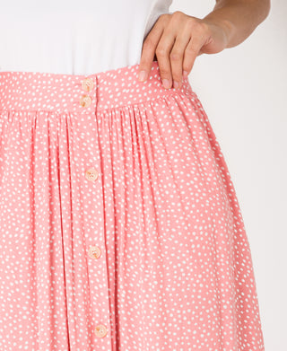KRISP Button Front Polka Dot Midi Skirt (11097)