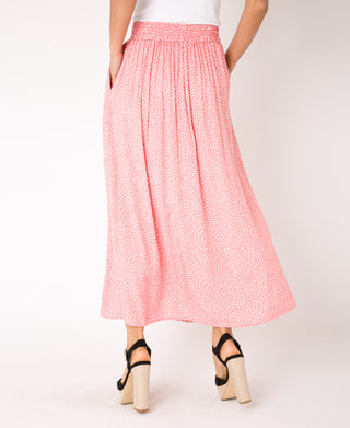 KRISP Button Front Polka Dot Midi Skirt (11097)