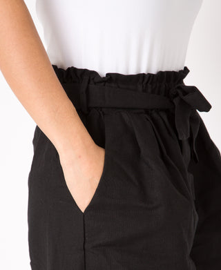 KRISP Tie Belted High Waist Linen Shorts (11109)