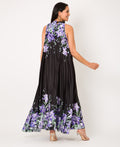 KRISP Floral Print Pleated Satin Halterneck Maxi Dress (11110)