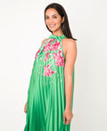 KRISP Floral Print Pleated Satin Halterneck Maxi Dress (11110)