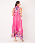 KRISP Floral Print Pleated Satin Halterneck Maxi Dress (11110)