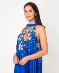 KRISP Floral Print Pleated Satin Halterneck Maxi Dress (11110)