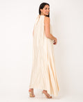 KRISP Plain Pleated Satin Halterneck Maxi Dress (11111)