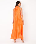 KRISP Plain Pleated Satin Halterneck Maxi Dress (11111)