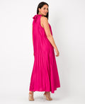 KRISP Plain Pleated Satin Halterneck Maxi Dress (11111)