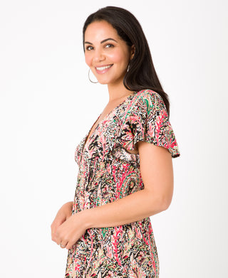 KRISP Floral Multi Print Shirred Waist Tiered Maxi Dress (11119)