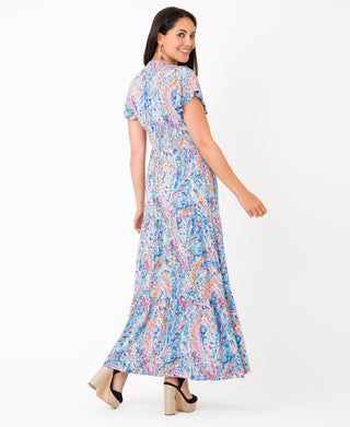KRISP Floral Multi Print Shirred Waist Tiered Maxi Dress (11119)