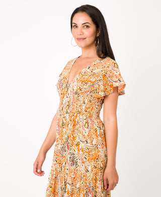 KRISP Floral Multi Print Shirred Waist Tiered Maxi Dress (11119)