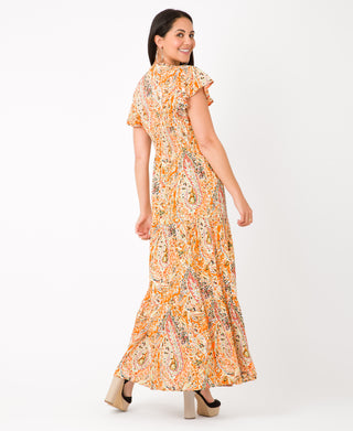 KRISP Floral Multi Print Shirred Waist Tiered Maxi Dress (11119)