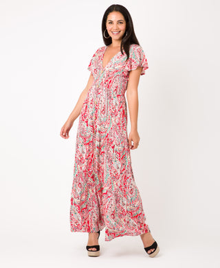 KRISP Floral Multi Print Shirred Waist Tiered Maxi Dress (11119)