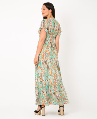 KRISP Floral Multi Print Shirred Waist Tiered Maxi Dress (11119)
