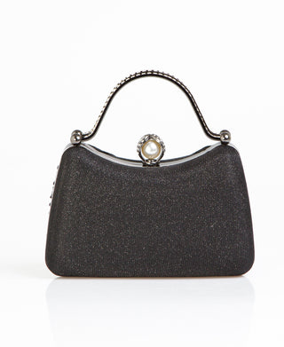 KRISP Pearl Lock Firm Grab Handle Glitter Clutch Bag