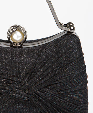 KRISP Pearl Lock Firm Grab Handle Glitter Clutch Bag