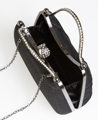 KRISP Pearl Lock Firm Grab Handle Glitter Clutch Bag