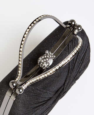 KRISP Pearl Lock Firm Grab Handle Glitter Clutch Bag